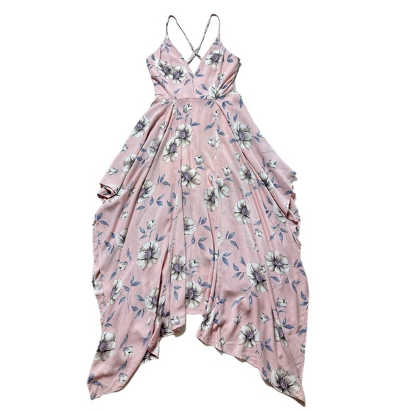 L’Atiste Blush‎ Pink Floral Hanky Hem Maxi Dress M - Picture 3 of 9